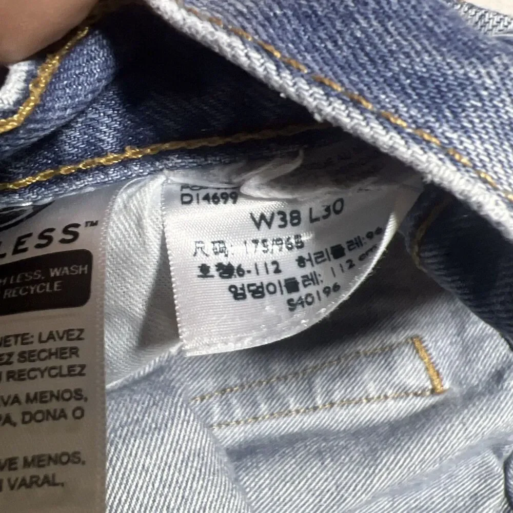 Levi's Denim Jeans Mens 38x30 Blue 501 Original Fit Straight Leg Button Fly
